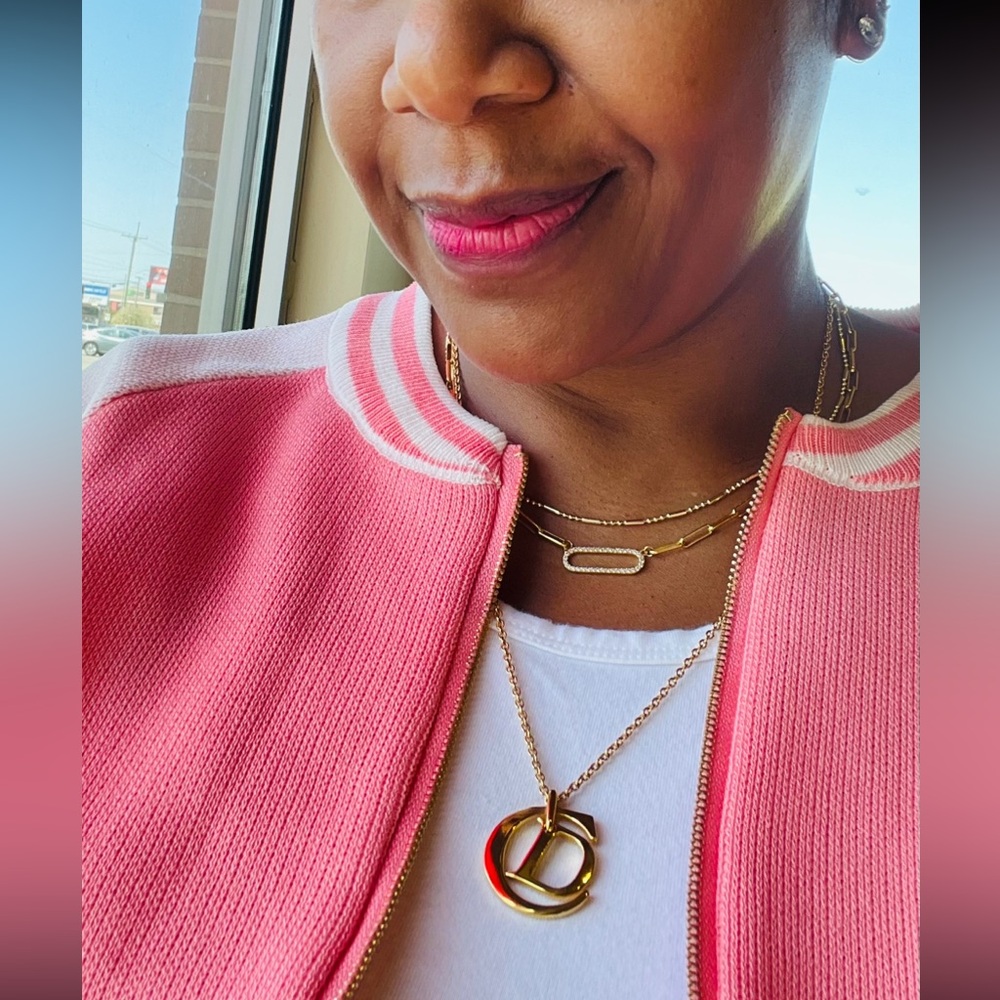 VINTAGE DIOR “CD” SWINGING RHINESTONES
LOGO NECKLACE  (RARE FIND)
